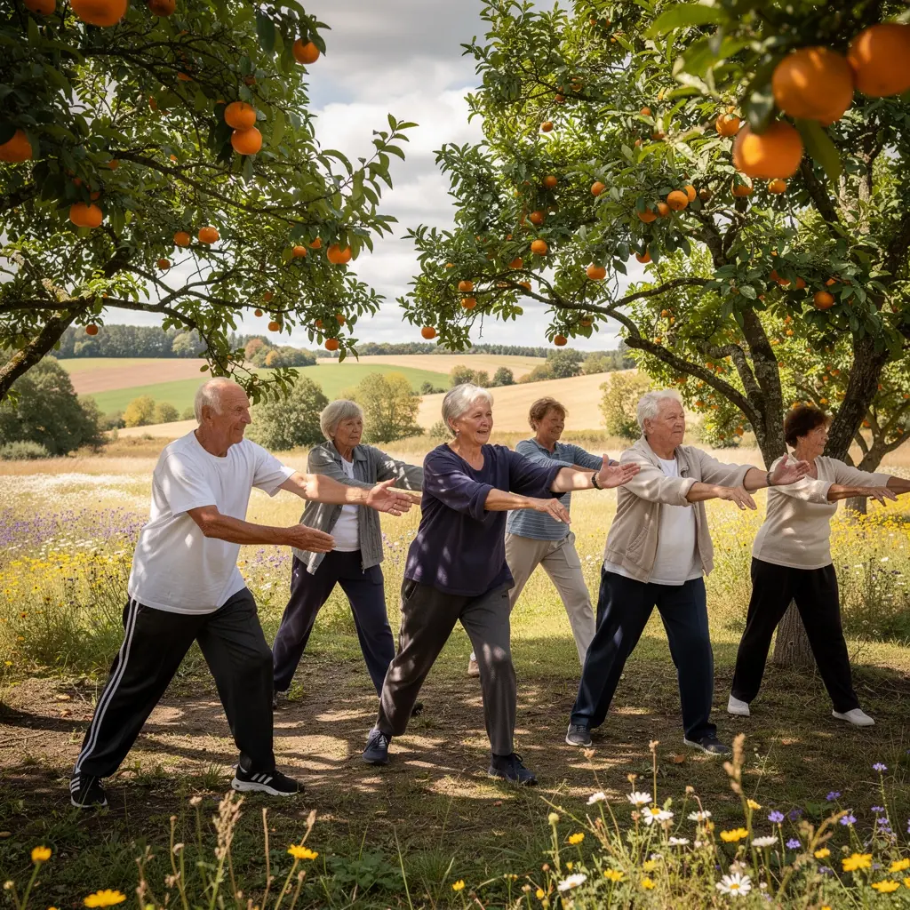 Aplinkos vaizdas su trifoliate apelsinų krūmais, puikiai derančiais prie kraštovaizdžio.